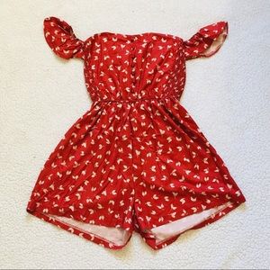 Boho Plants Print Off the Shoulder Romper